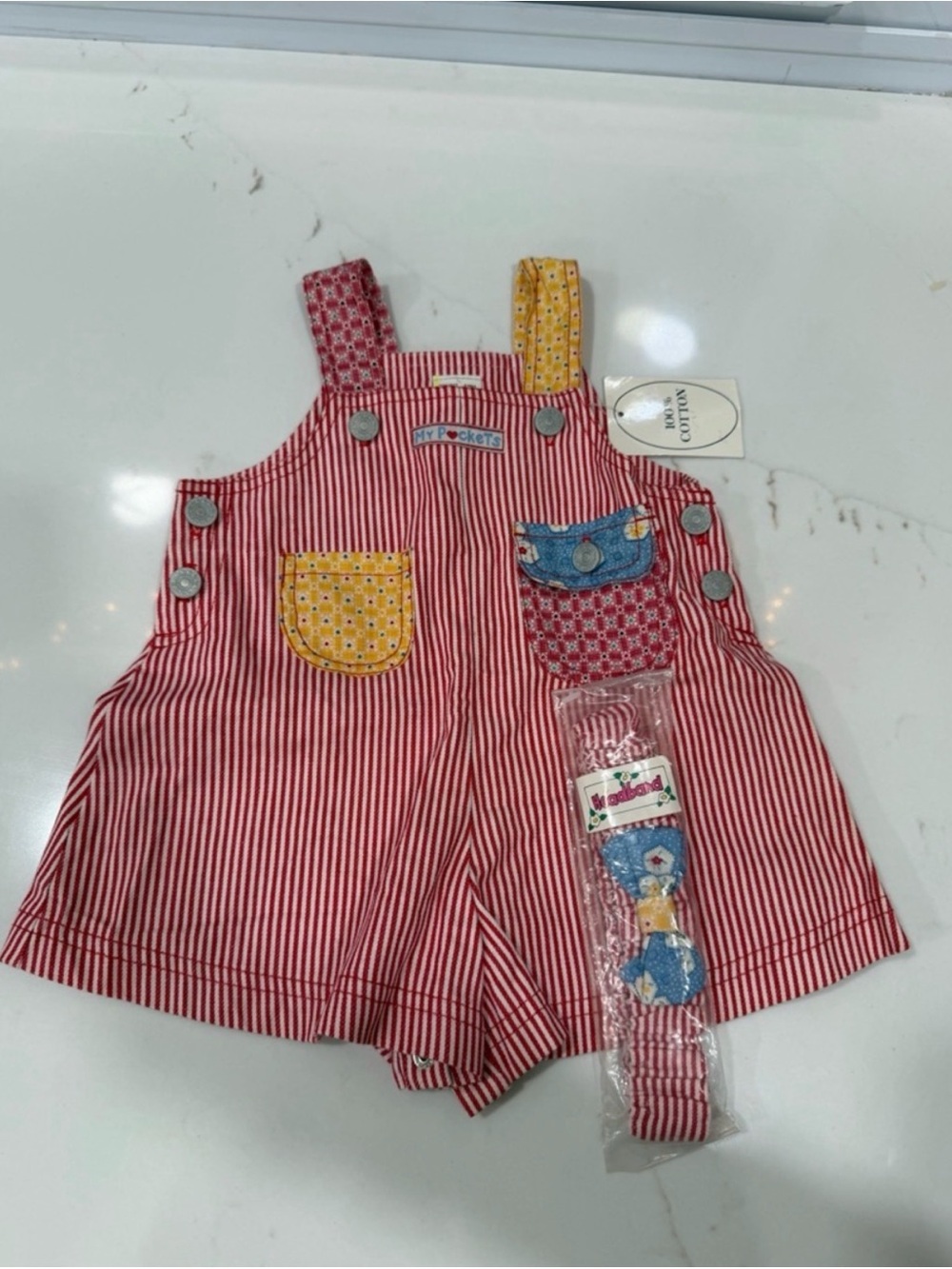Vintage 80s / 90 overall set with matching headband